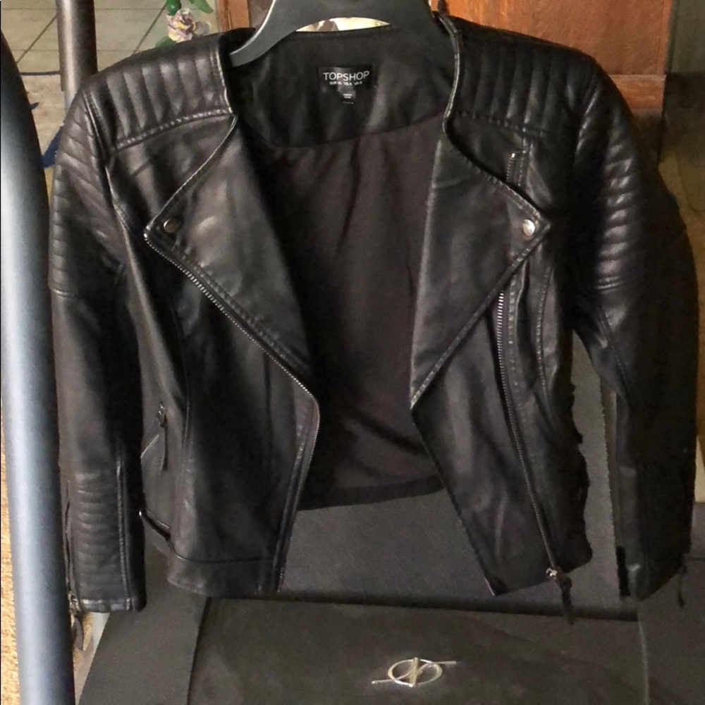 Top Shop Black Faux leather moto jacket